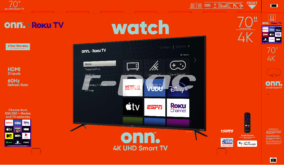 ONN 70 Inch TV Training Model 100012588 ONN TV